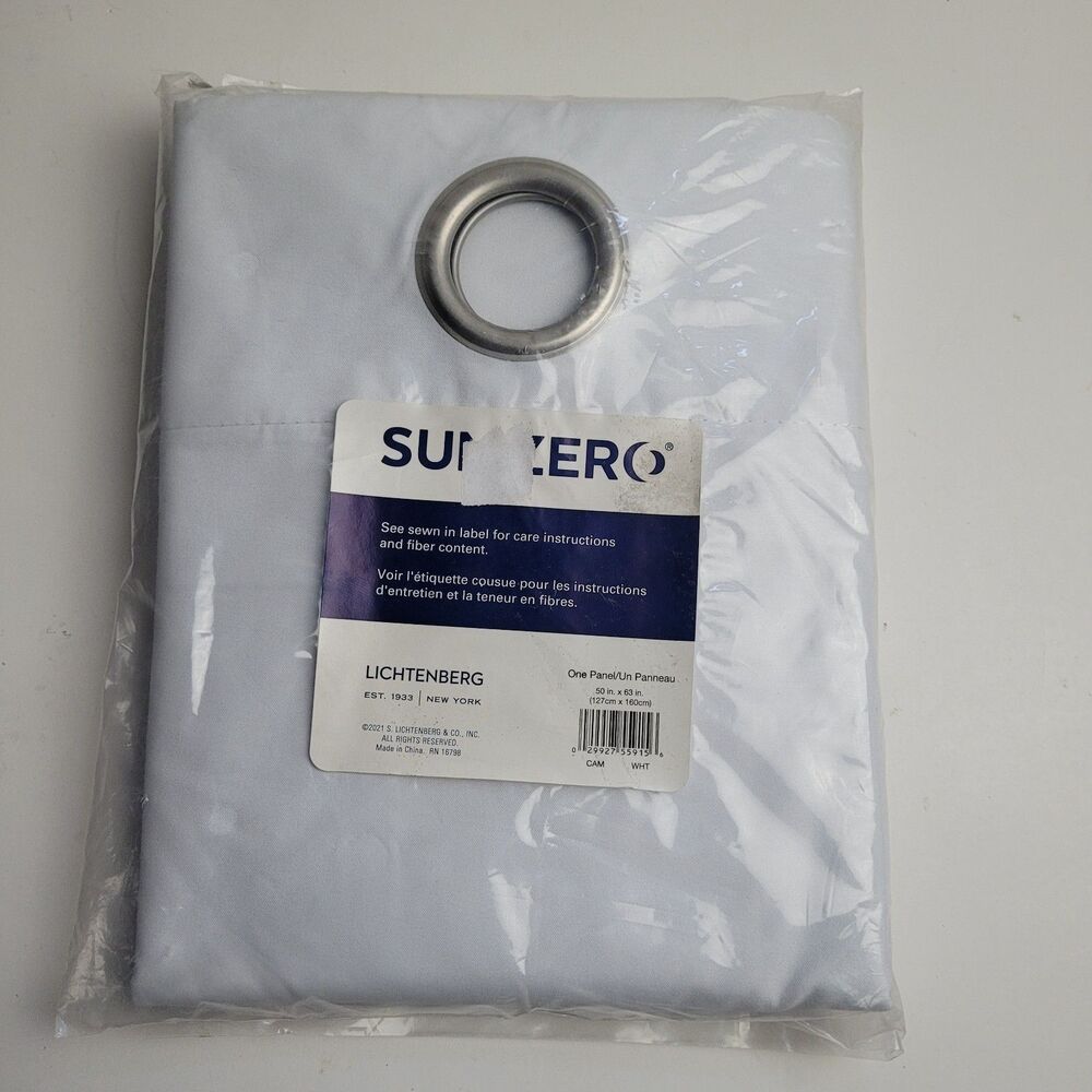 NEW Sun Zero Lichtenberg Grommet Single Curtain Panel Color White 50 x 63 #BT1